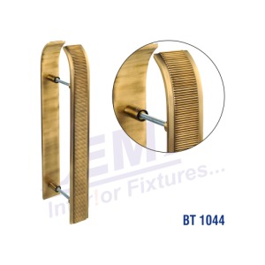 Laser S.S. + Wood Glass Door Handle - Stainless Steel Wood, 10x4x1 Inches, Gold Finish | Elegant Design, Durable, Secure Grip