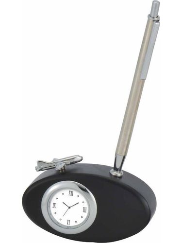 Aeroplane Pen Stand - Wood and Metal, 10x5x3 cm, Black, Quartz Clock | Stylish, Practical Desk Accessory, Organized Workspace