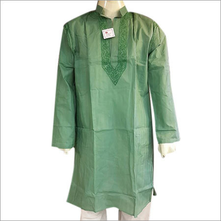 Lucknowi Chikankari Mens Kurta Green