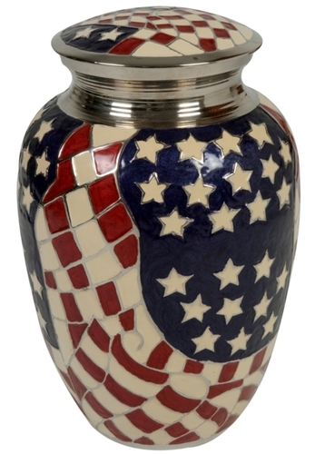 Gifts And Crafts Flag Design Brass Urn