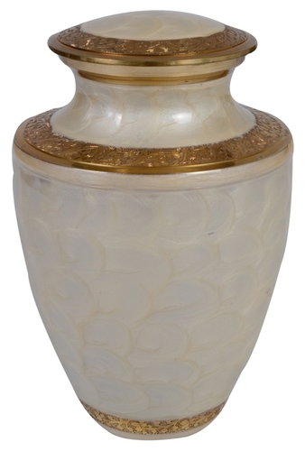 Gifts And Crafts White Enamel Brass Urn