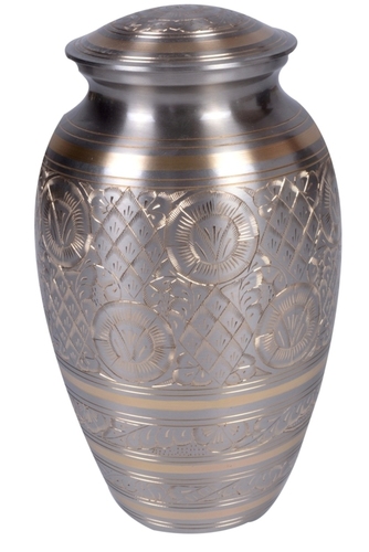 Gifts And Crafts Matt Nickel Engraved Brass Urn