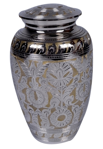 Gifts And Crafts Matt Nickel Engraved Brass Urn