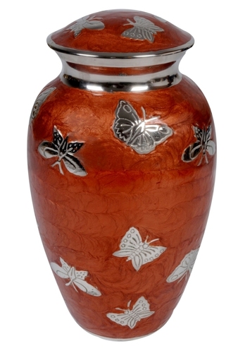 Gifts And Crafts Multi Butterfly Copperish Brass Urn