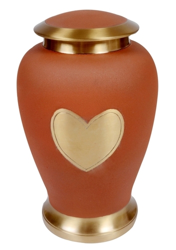 Gifts And Crafts Heart Orange Brass Urn