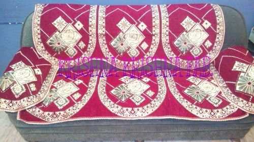 Sofa Cover - Velvet, Variable Dimensions, Burgundy | Embroidered Design, Durable Fabric, Easy Cleaning, Sofa Protection