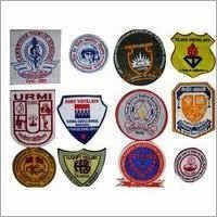 Custom School Badges - Metal, Round Shape | Blue, Yellow, White Cloth Decoration With Custom Design Logo And Printed Pattern
