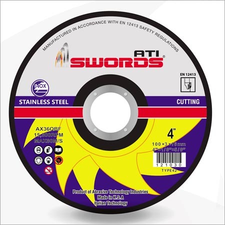 Stainless Steel Cutting Disc Cutting Speed: 80M/S 13300R.P.M M/S