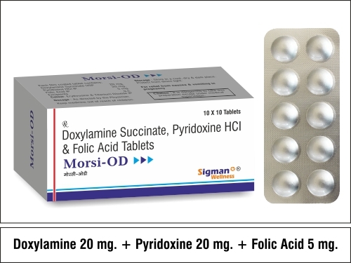 Doxylamine 20mg +Pyridoxine 20mg + Folic 5 mg