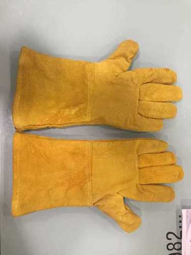 Reversable Yellow Leather Hand Gloves