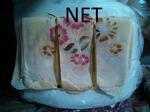 BLUE Net Sofa Cover - Polyester Blend 50x50cm Off-White, Floral Print, Machine Washable, Durable Fabric