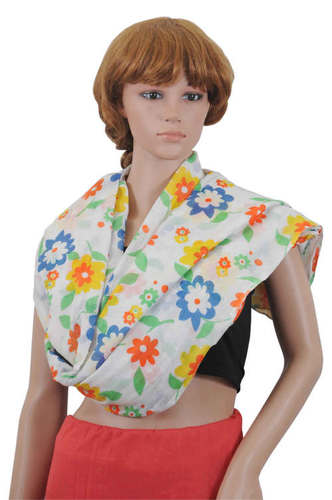 White Cotton Printed Scarves