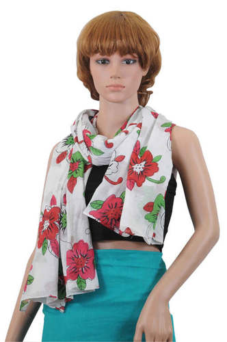 Stylish Cotton Scarf - Medium Length, Printed White Design | Highly Comfortable, Soft and Skin-Friendly, Alluring Shades