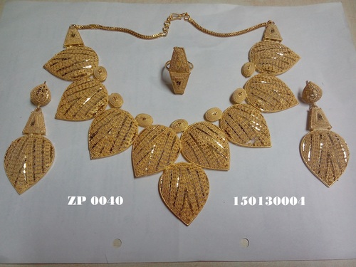 Fancy Casting Necklace Set - Copper Base With Gold Plating | Golden Color, Women's Jewelry for Anniversaries, Engagements, Gifts, Parties, and Weddings