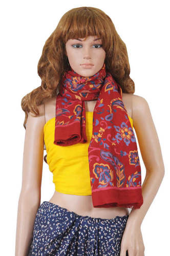 Wool Scarf - Medium Length, Red Color | Machine Made, Printed Pattern for Daily Use in Rainy, Spring, and Winter Seasons