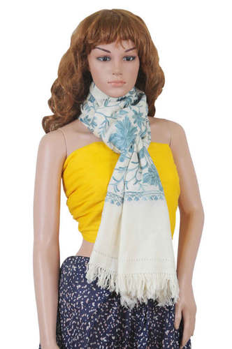 White Ladies Woolen Scarf