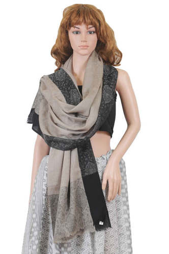 Grey & Black Pashmina Wool Scarves