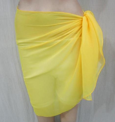 Ladies Designer Pareo - Chiffon, 100x150 cm, Yellow | Lightweight, Soft Texture, Stylish Wrap Design