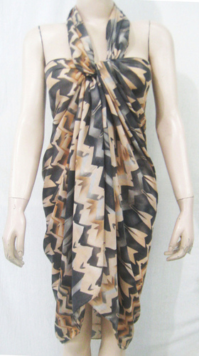 Ladies Designer Pareo - Rayon, 180x70cm, Beige | Lightweight, Soft Fabric, Geometric Print, Wrap Around Style