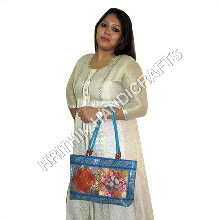 Sky Blue And Golden Handicraft Bag