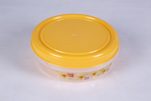 Food Saver (Printed) - Plastic 500 ml, Yellow, 100 mm Diameter | Airtight Seal, Microwave and Dishwasher Safe