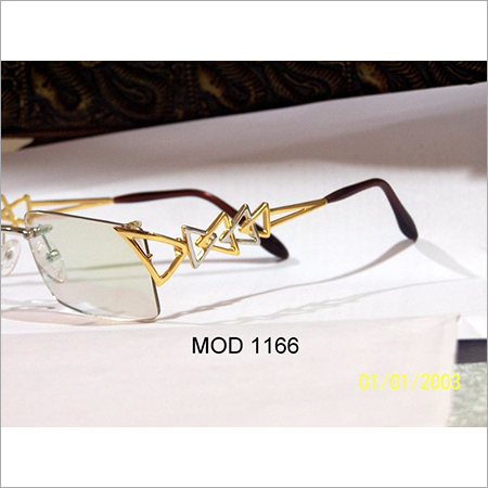 Designer Gold Spectacle Frame - 18 KT Solid Gold, Light in Weight, Elegant Rectangular Design, Shiny Appearance
