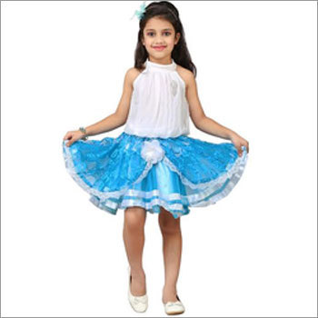Blue Firozi Premium Tutu Skirt White Top