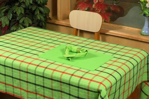 Table Cloths - Cotton Material, Square Shape, Green Color | Check Pattern for Banquet, Home, Hotel, Party, and Wedding Use