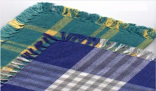 Napkins - Linen Material, Dinner Napkins for Hotels, Green and Blue Check Pattern , Colored and Printed Design