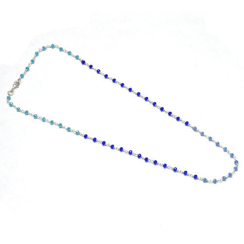 Tanazanite with Blue Topaz Hydro 925 Sterling Sliver Beaded Necklace