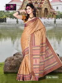 Brown Poly Cotton Sarees