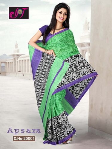 Green Cotton Border Sarees