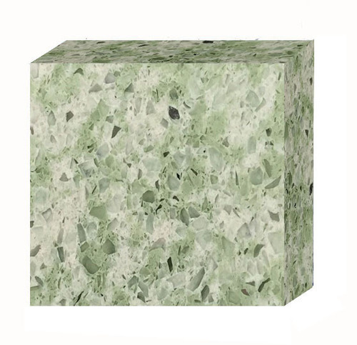Green Quartz Stones - 15-20mm Thickness | Lightweight, Weatherproof, Polished Surface, Easy to Clean, Elegant Green Aesthetic with Dark Patches and Transparent Granules