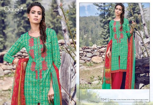 COTTON VOIL EMBROIDERY SUIT IN SURAT