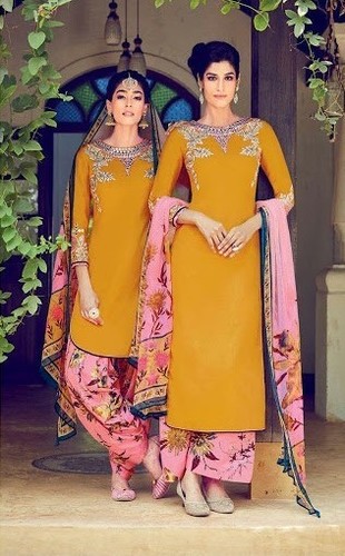 Orange Color Cotton Stylist Salwar Suits