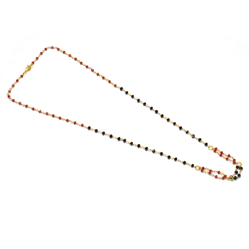 Carnelian Black Onyx 925 Sterling Sliver Beaded Necklace