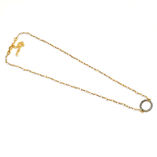 Crystal With Cz 925 Sterling Silver Beaded Necklace Jewelry - 925 Sterling Silver, 16-18 Inch, White, Elegant Design, Lobster Clasp