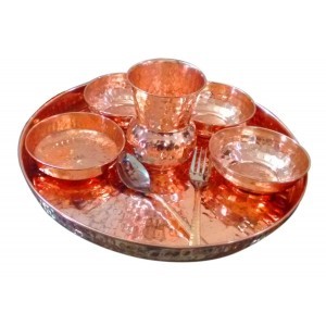 Dinnerware Pure Copper Traditional Dinner Set of Thali Plate