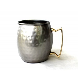 Stainless Steel Moscow Mule Mugs Capacity 16 oz - 4x3x5 Inches, Silver, Hammered Finish | Leakproof, Lightweight, Elegant Design