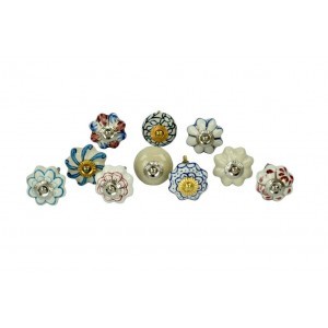 Set Of 10 White Light Color Door Cupboard Cabinet Knobs Drawer Pulls Small 1.5 Diameter