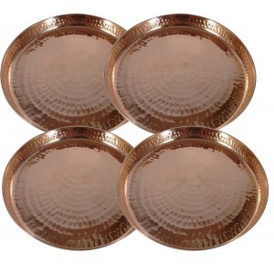 Indian Dinnerware serving Pure Copper Thali Plate, Diameter 12 Inch
