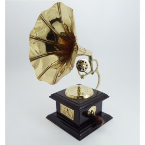 Gramophone Wooden Brass Decorative Phonograph Does Not Play Record
