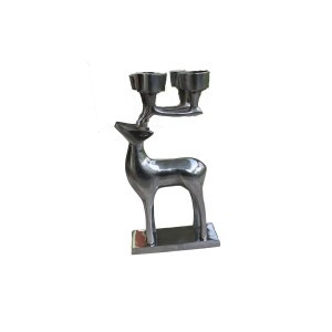 Style Silver Finish Deer Shape Metal Candle Holder