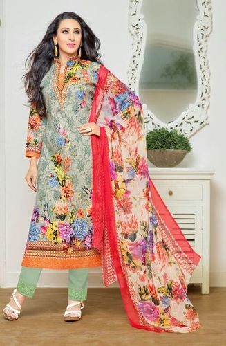 Dragon Green Color Pure Lawn Dress Material