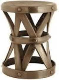Antique brass stool with hammered effect 