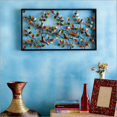 Malik Design Copper Iron Bird & Leaf Framed Wall Decor