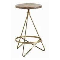 Brass and wood swivel Counter Stool