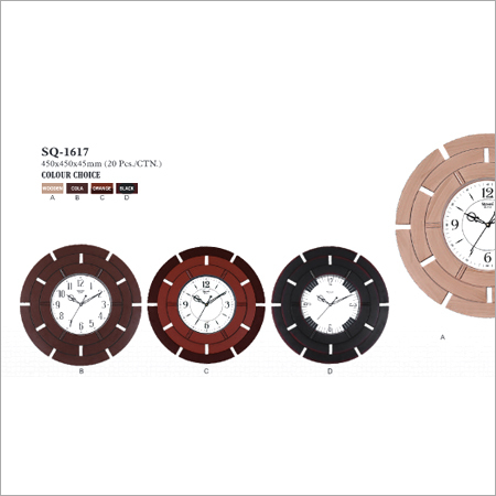 Wall Quartz Clocks - Wood, 450x450x45mm , Available in Wooden, Cola, Orange, Black