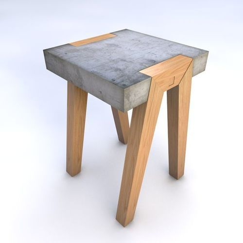 Square Contrete Top Stool