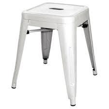 White Low Metal Industrial Bar Stool Length: 58.79 Inch (In)